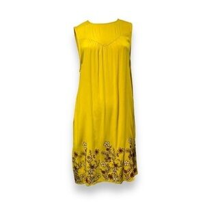 Blue Rain Shae Embroidered Shift Dress Yellow Floral Sleeveless Boho Women S